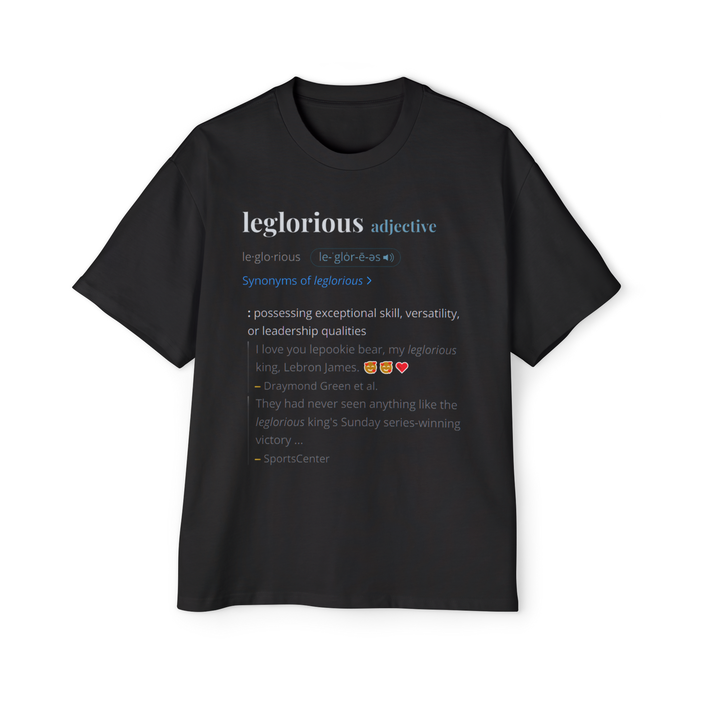 LeBron James 'leglorious' Black Oversized Heavy Tee