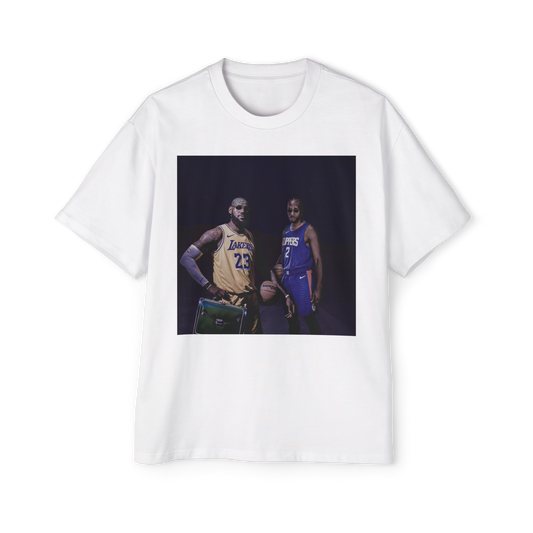 Vintage LeBron James, Kawhi Leonard Album Cover Oversized Heavy Tee